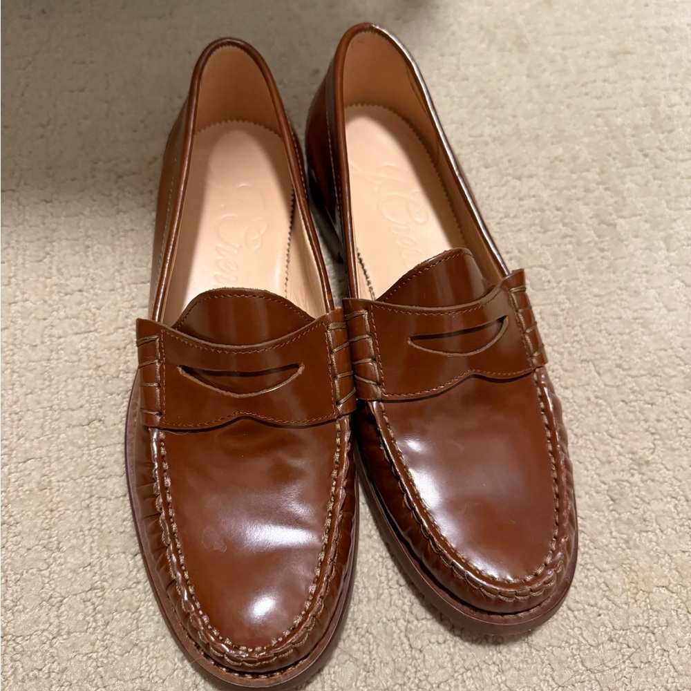 Jcrew women’s menswear style loafer patent leather brown size 7.5